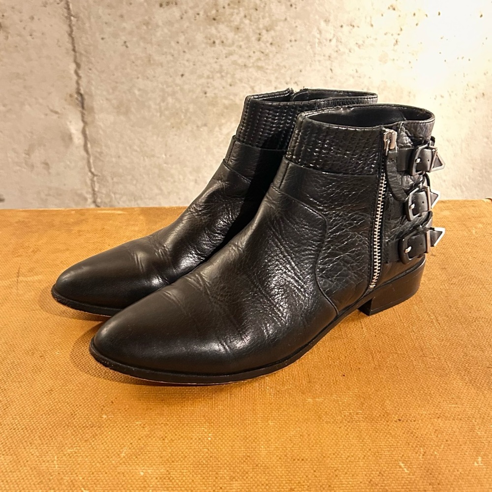 Steve Madden Black Ankle Boots with Buckle Detail